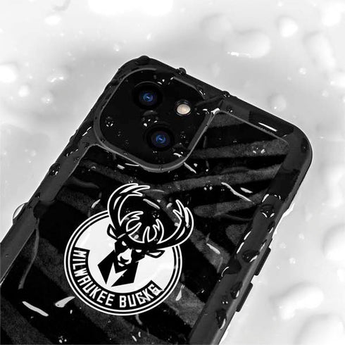 NBA Milwaukee Bucks Animal Print Black iPhone 15 Plus Waterproof Case